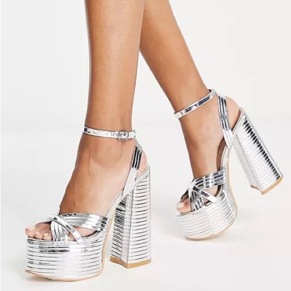 Public Desire Silver Platform Heels